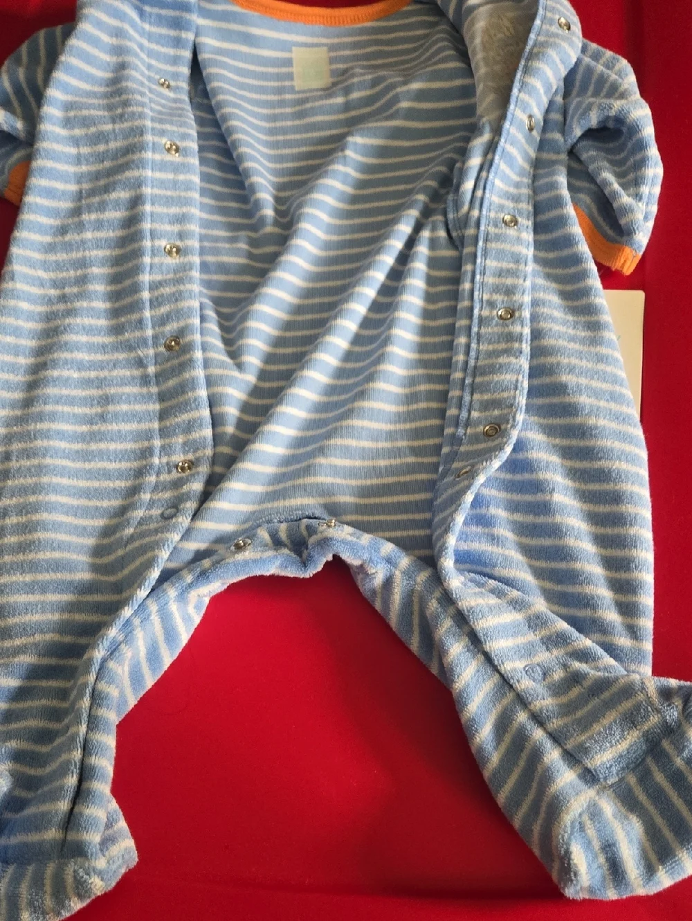Carters New 6 months Puppy Pals easy entry footsie blue white striped